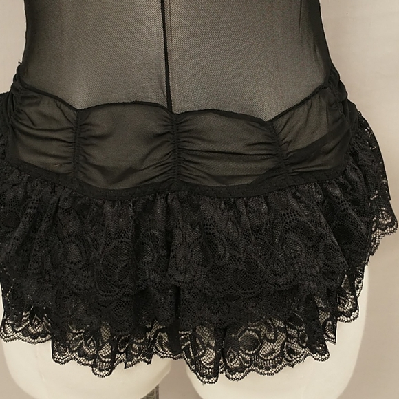 Sexy Black Lace Lingerie Bustier Corset w Thong - Picture 5 of 11